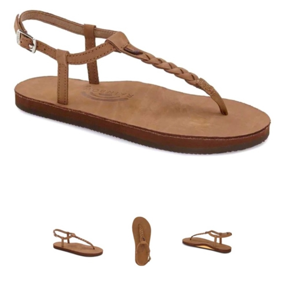 Rainbow Tan Braided Sandals